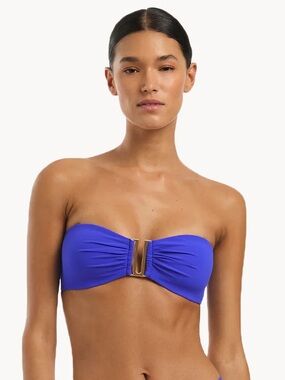 NWT JETS Australia jetset Bandeau bikini top blue size 10